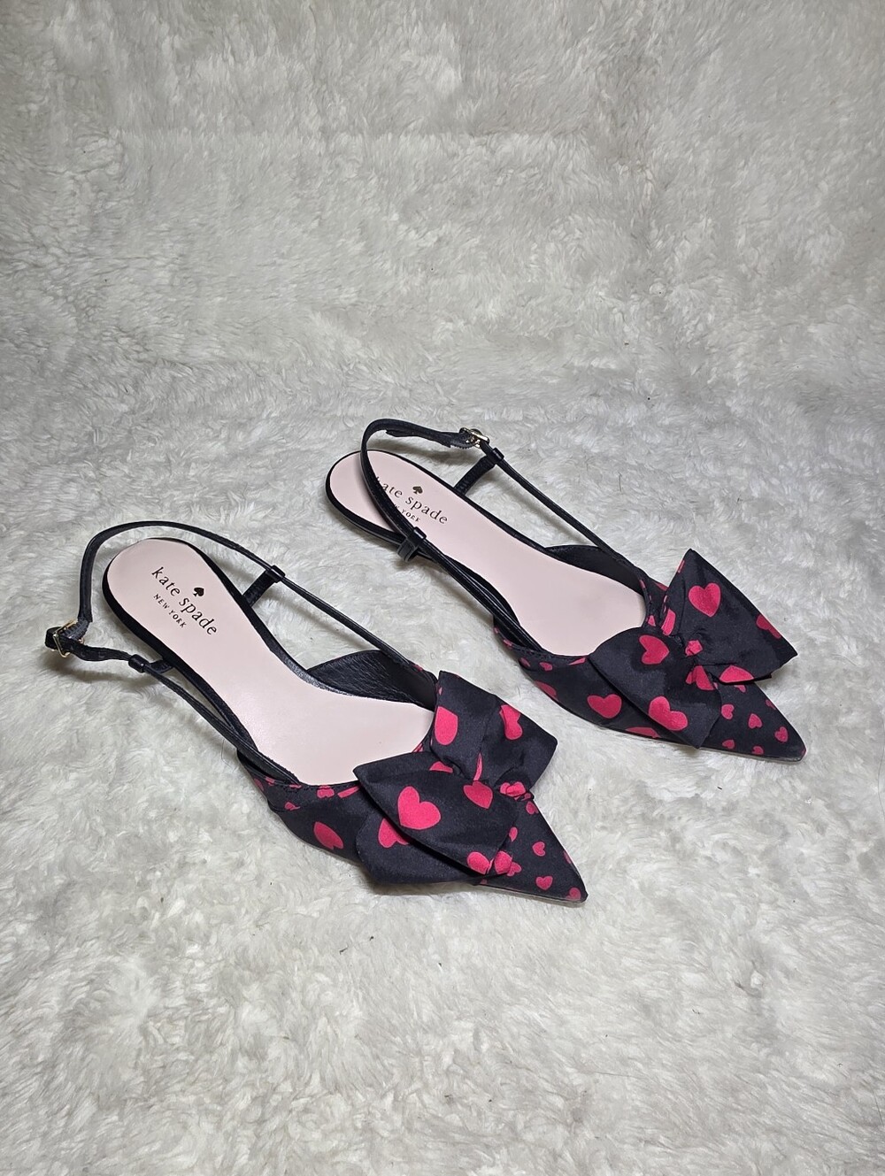 Kate Spade Daxton Heart Bow Pointed Toe Kitten Heel Slingback Pumps 7.5 M - Picture 5 of 13